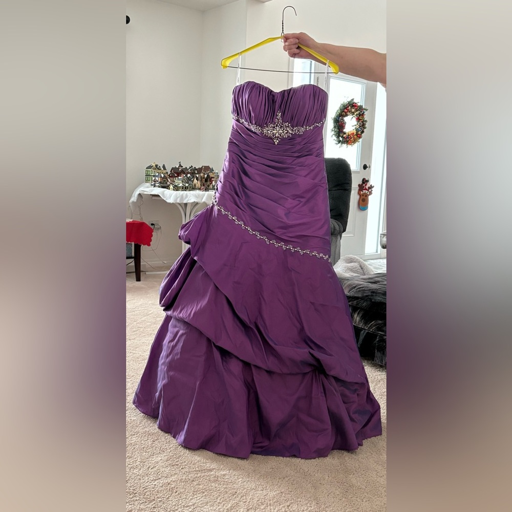 Tiffany Designs Purple Beaded Prom Dress